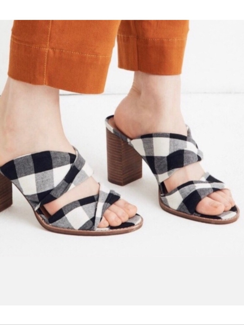 Madewell The Alexandria Gingham Check Mule Heel Size 8